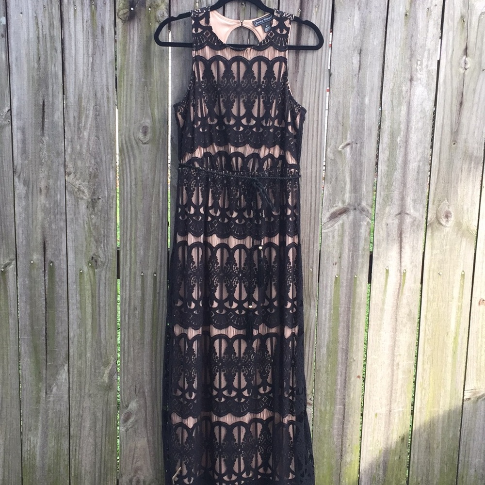 Jessica Howard Black Lace Maxi Dress Size 8P